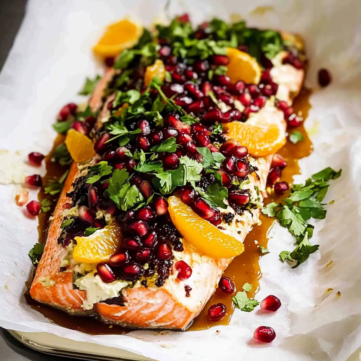 Christmas Citrus Pomegranate Baked Salmon