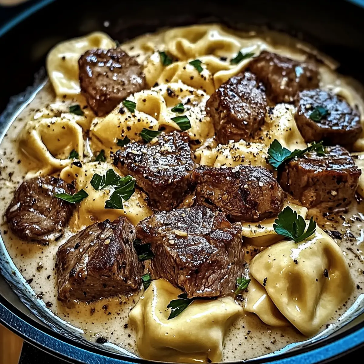 Cracked Garlic Steak Tortellini in Creamhouse Sauce Bliss