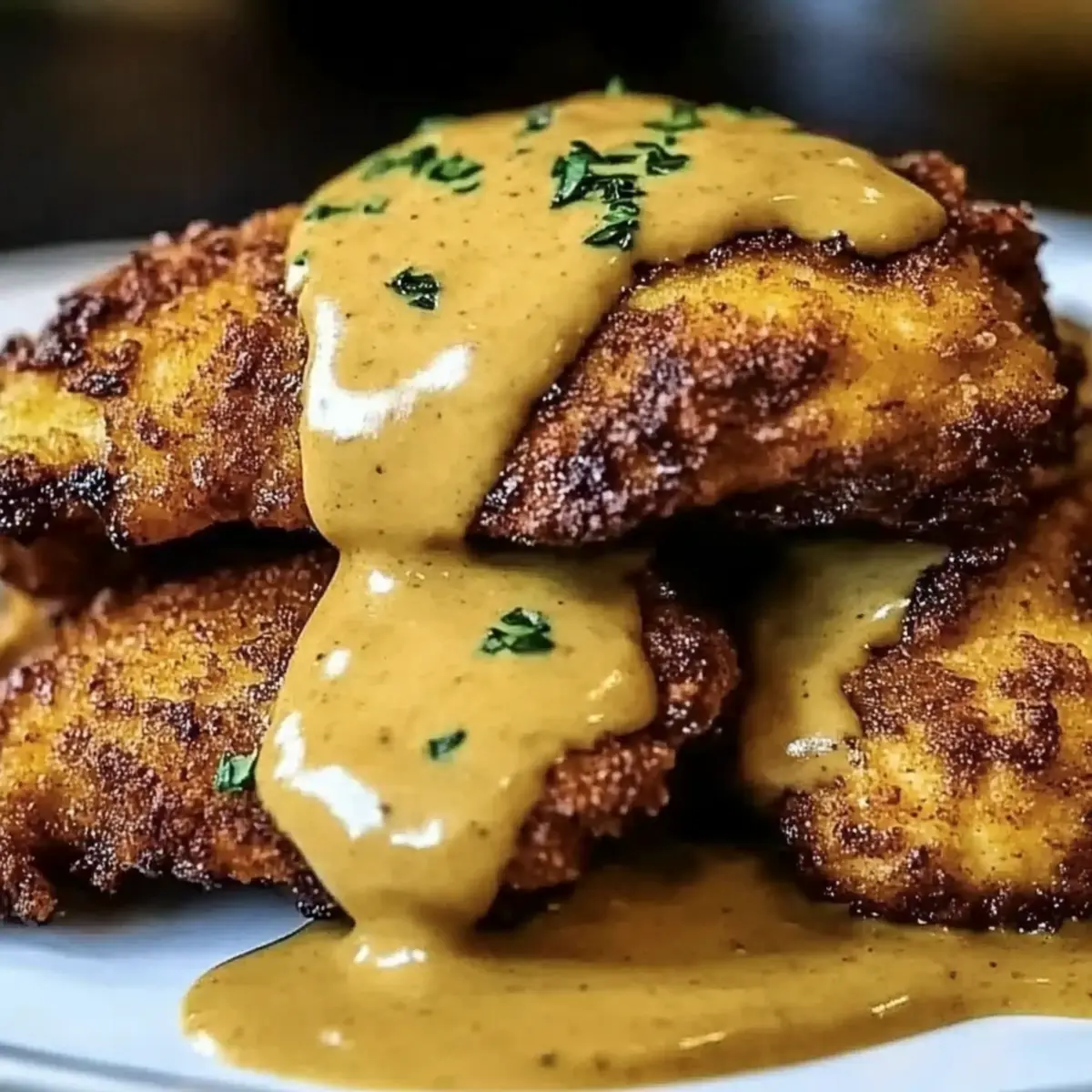 Pretzel Chicken with Mustard-Cheddar Sauce