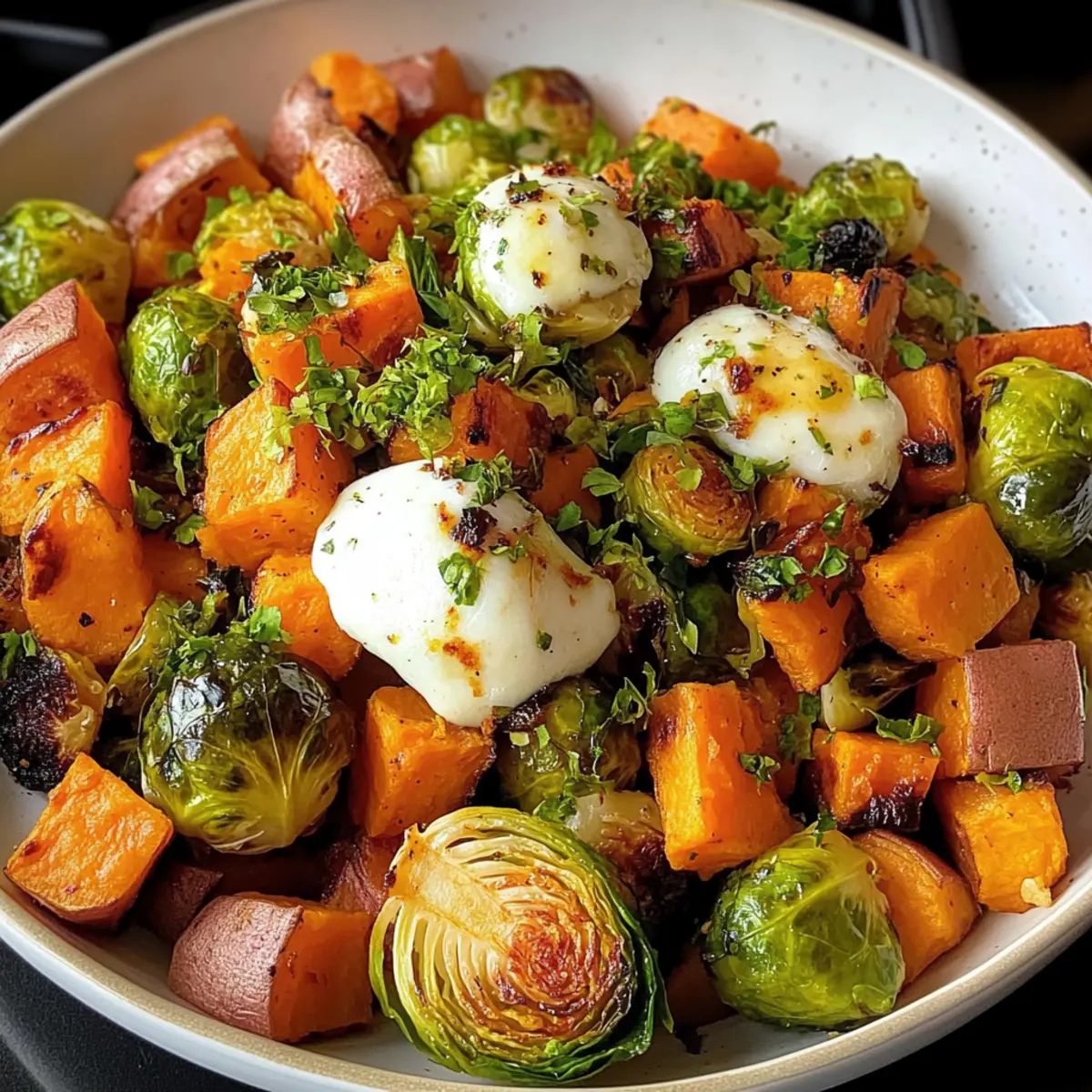 Quick Sweet Potato Brussels Hash