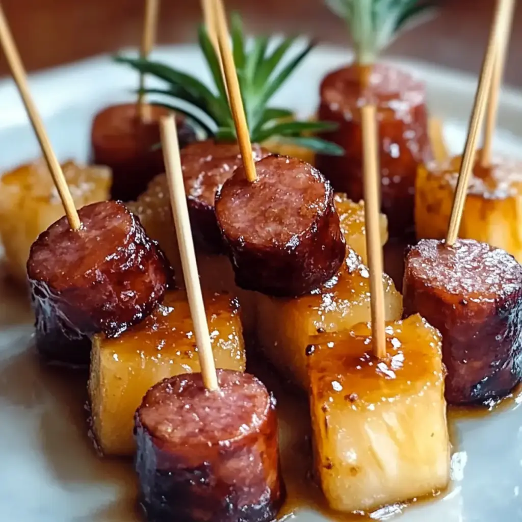 Glazed Kielbasa Pineapple Bites
