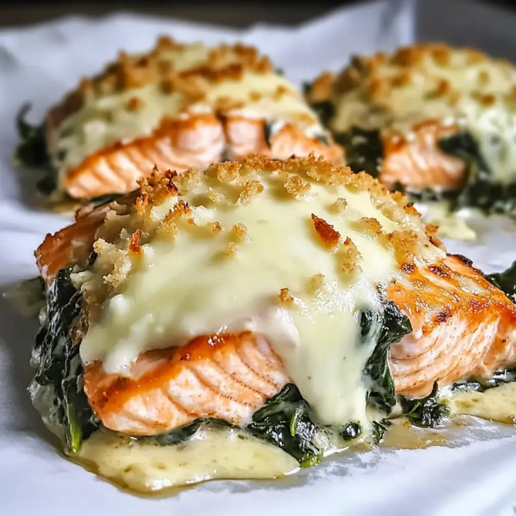 Baked Salmon with Spinach and Mozzarella