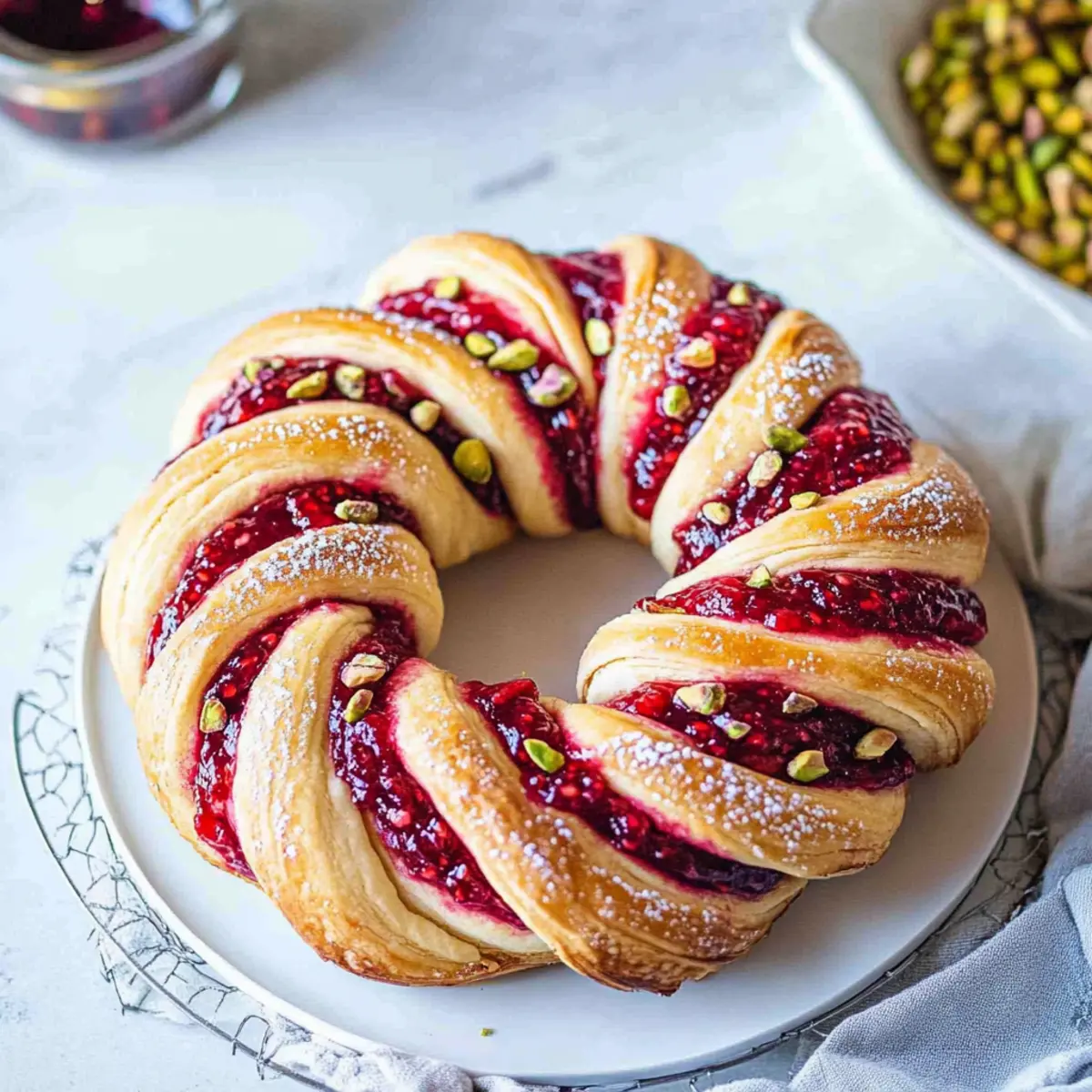 Raspberry and Pistachio Wreath Recipe