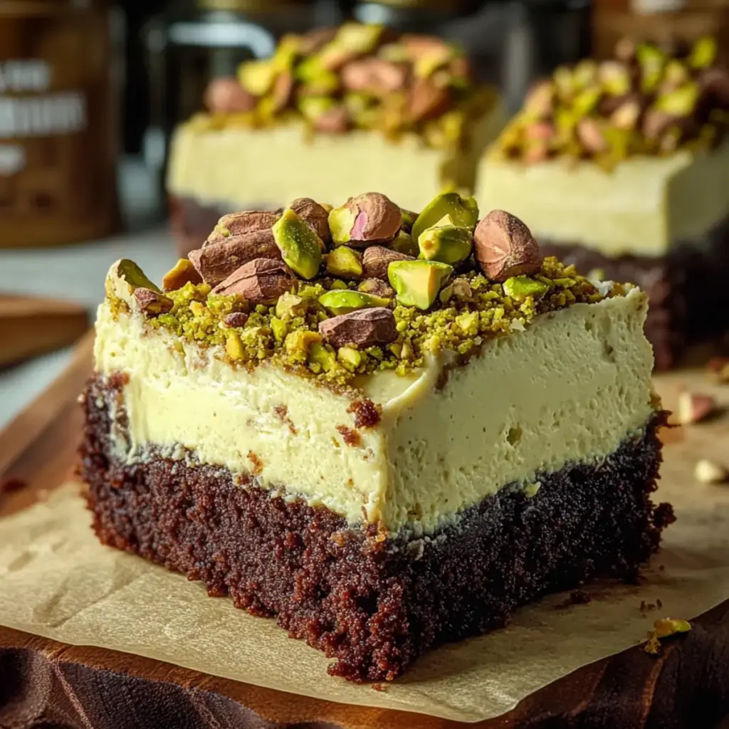 Pistachio Cheesecake Brownie Bars