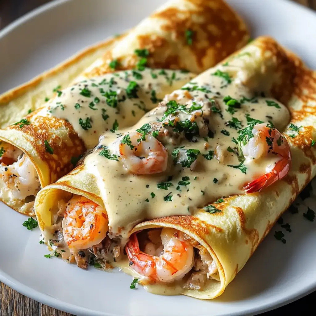 Seafood Crepes with Béchamel Sauce