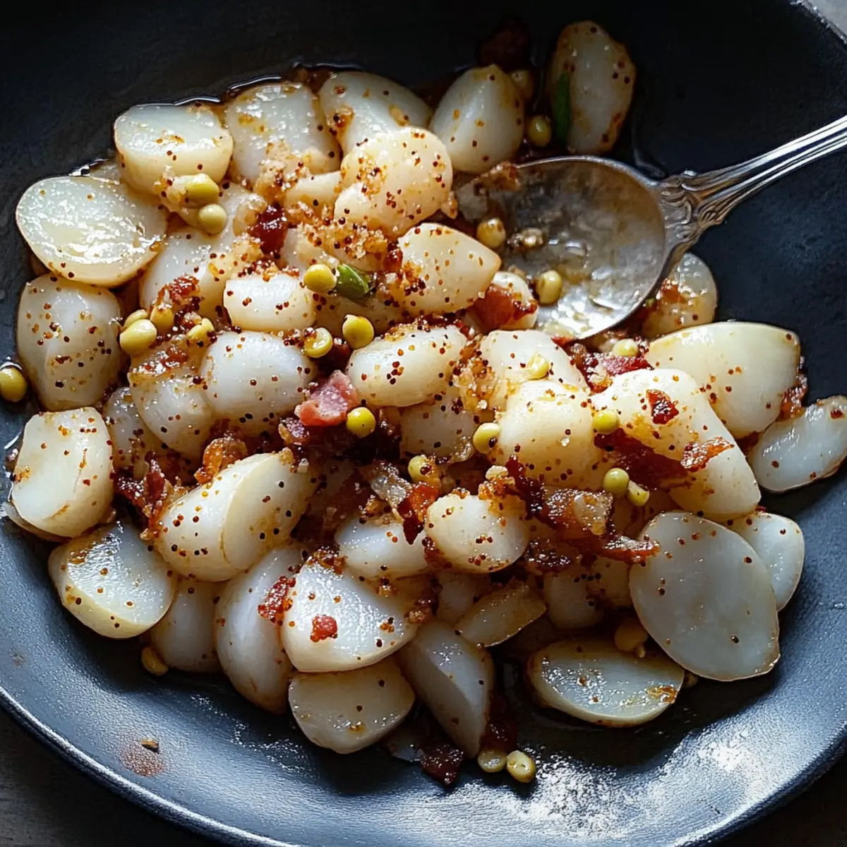 Turnips with Bacon and Pickled Mustard Seeds for a Flavor Blast