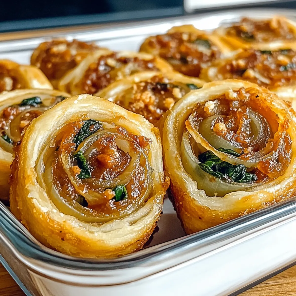 Melt-in-Your-Mouth Vegan Caramelized Onion & Spinach Pizza Rolls