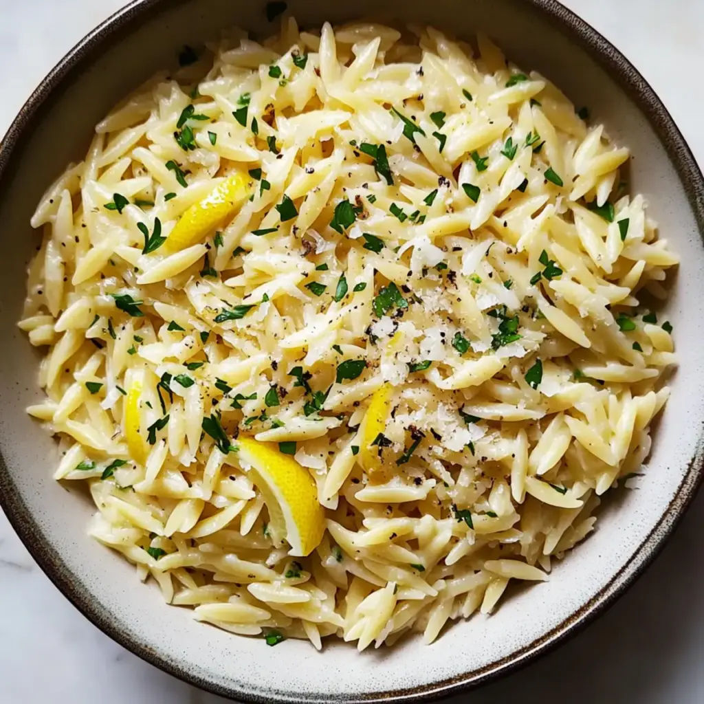 Garlic Butter Lemon Orzo with Parmesan