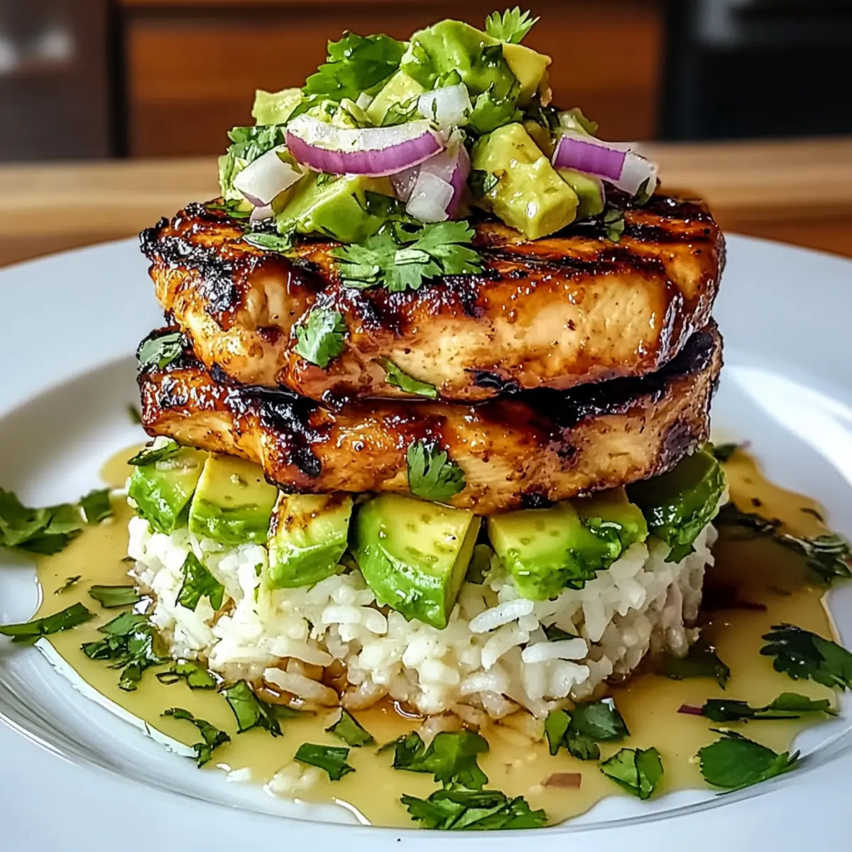 Chicken & Avocado Rice Stack