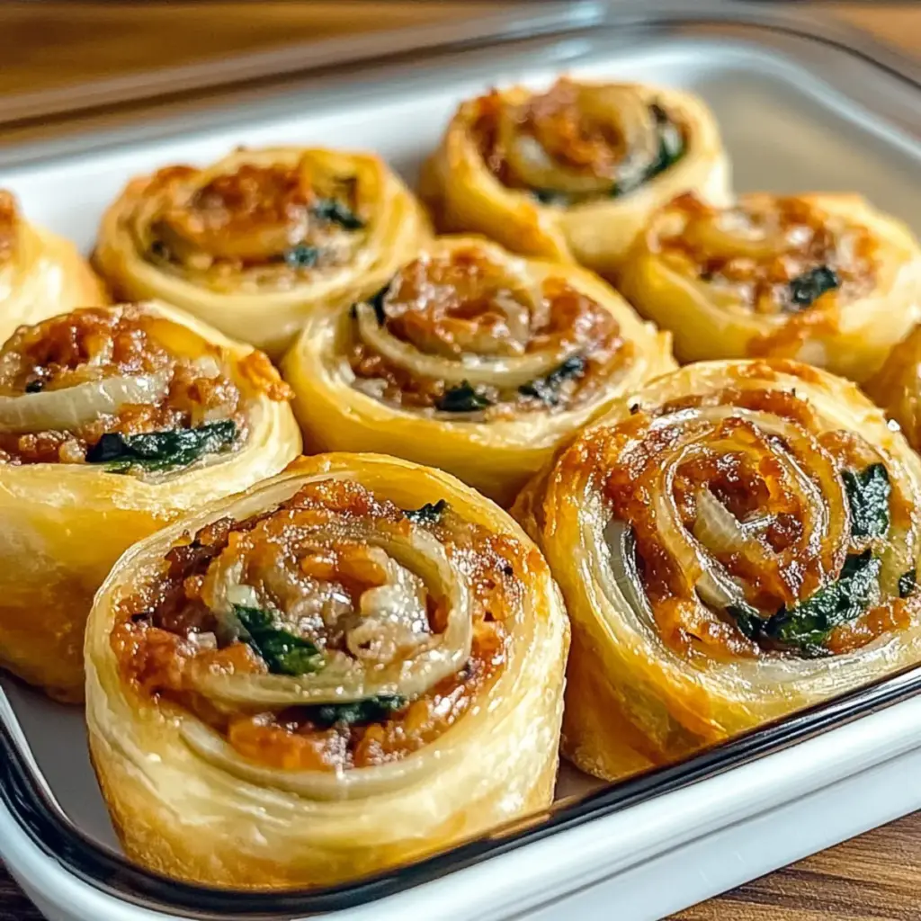 Vegan Caramelized Onion & Spinach Pizza Rolls
