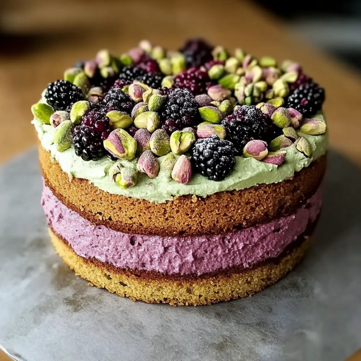 Pistachio and Blackberry Olive Oil Cake