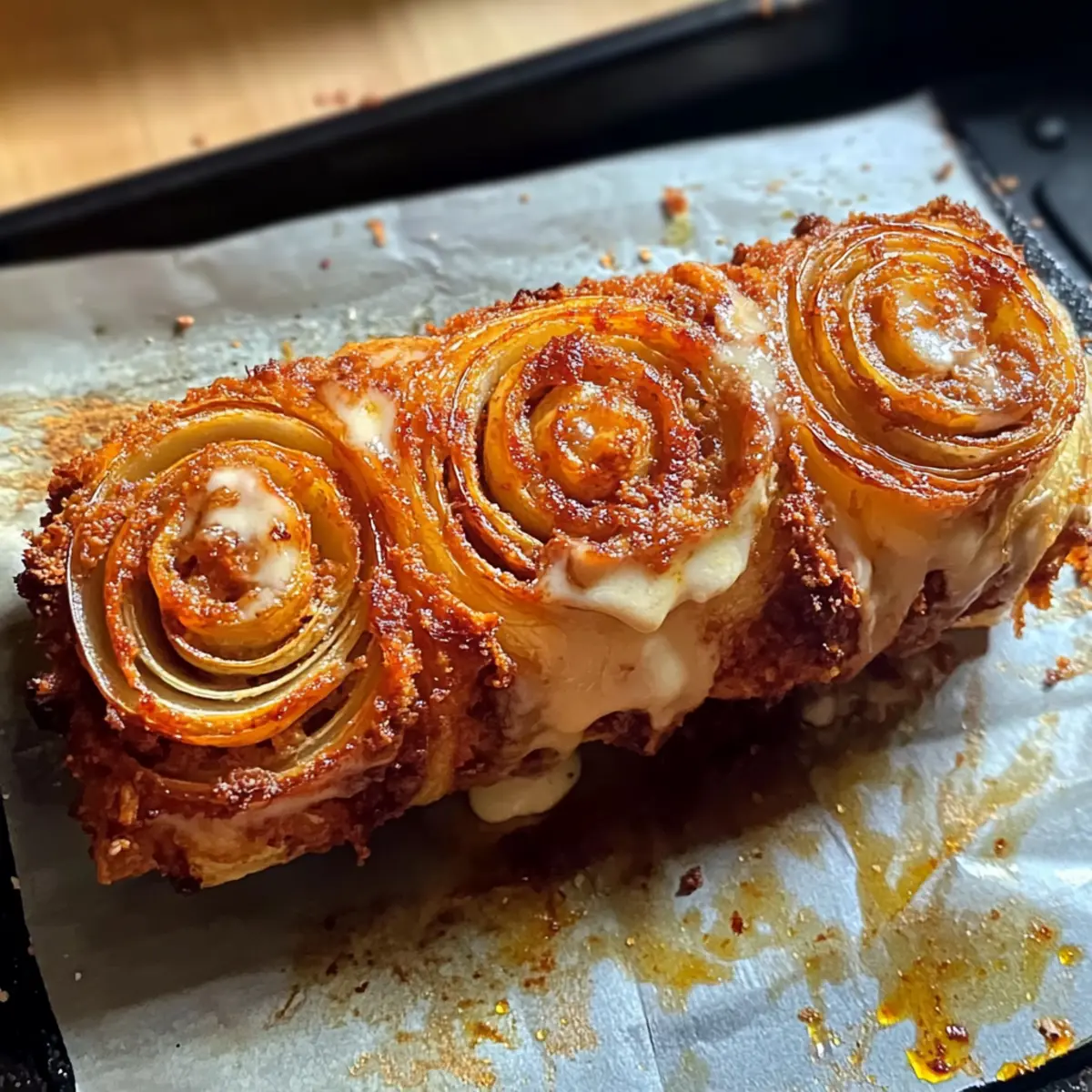 Cheeseburger Onion Ring Roll