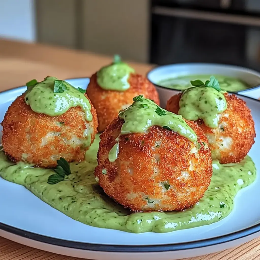 Salmon Balls with Creamy Avocado Sauce