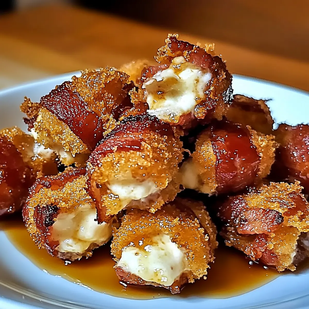 Crispy Bacon Mozzarella Poppers with Glaze