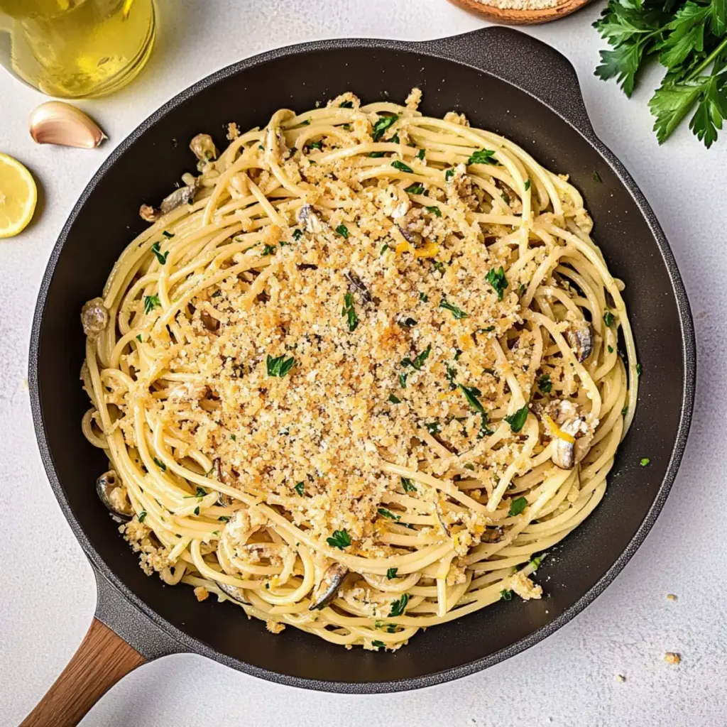 Sardine Pasta With Lemon and Garlic Crumbs