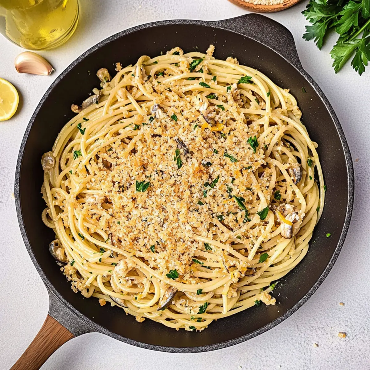 Sardine Pasta With Lemon and Garlic Crumbs