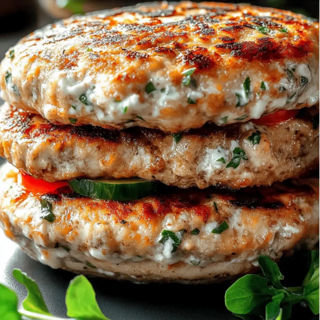 Greek Chicken Burgers with Tzatziki