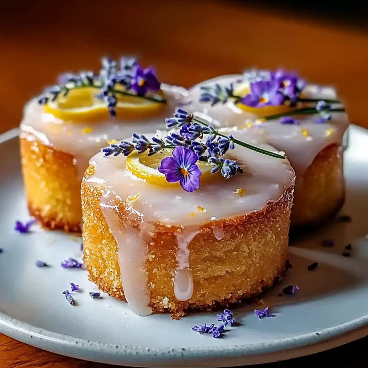 Mini Lemon Cakes with Lavender Glaze