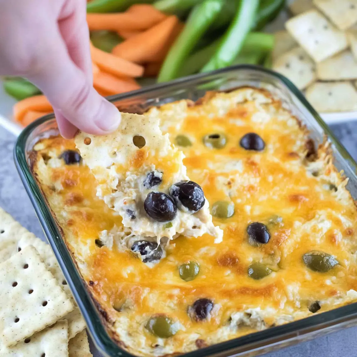 Cheesy Baked Olive Dip