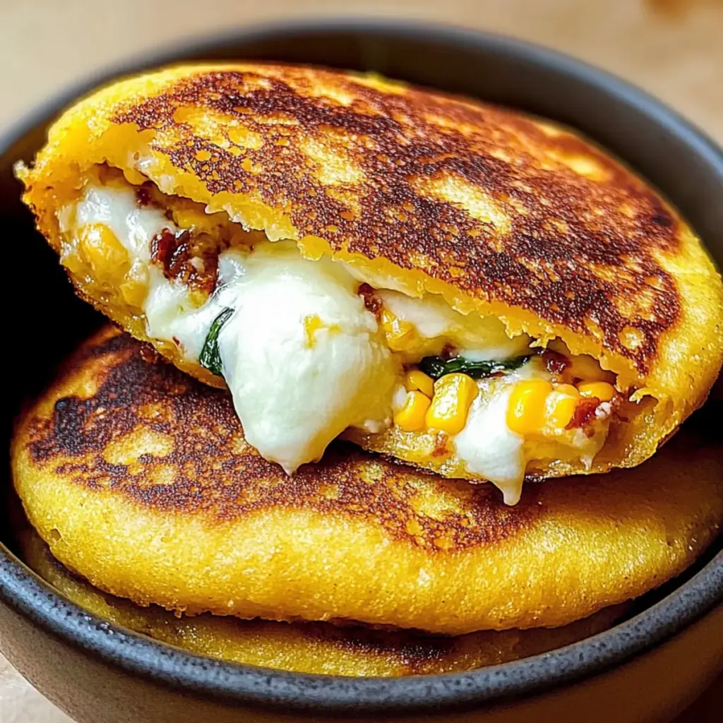 Venezuelan Sweet Corn Cachapas with Gooey Cheese