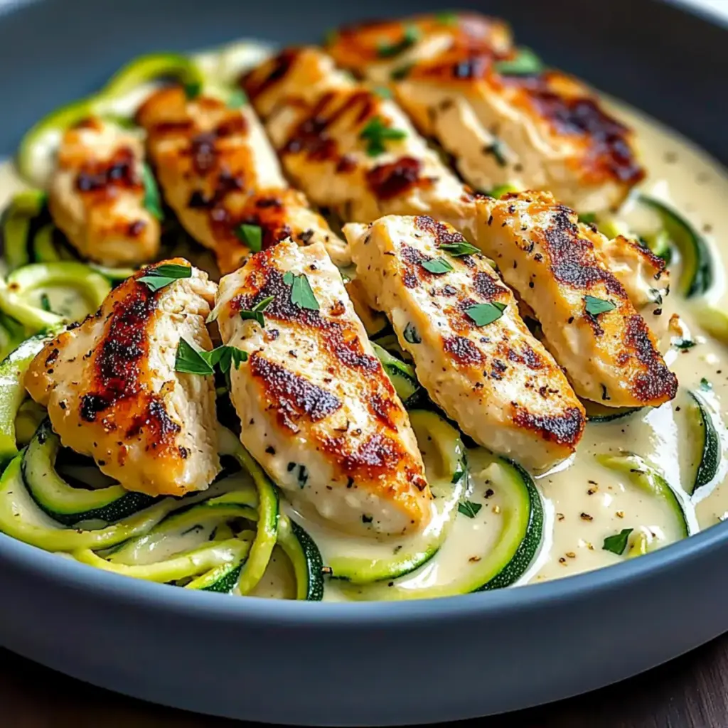 Chicken Alfredo Zucchini Noodles