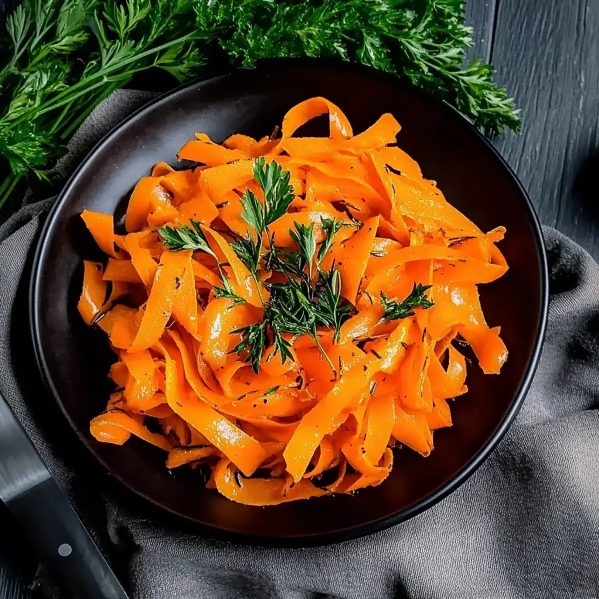 Carrot Ribbons with Rosemary Butter Sauce