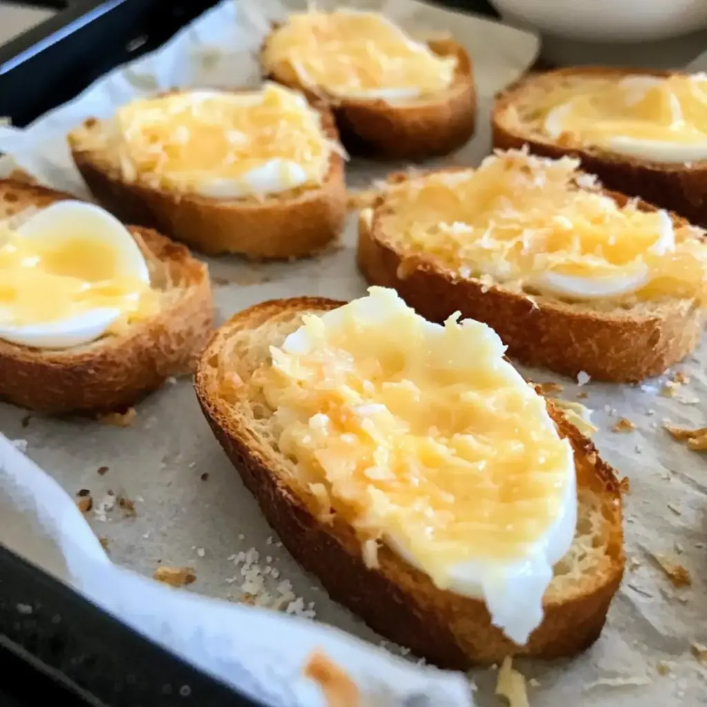 Warm Egg and Cheese Crostini