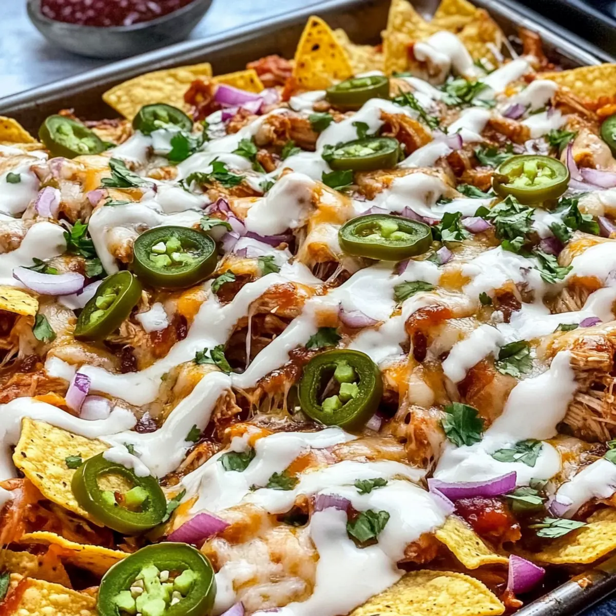 Sheet Pan BBQ Chicken Nachos