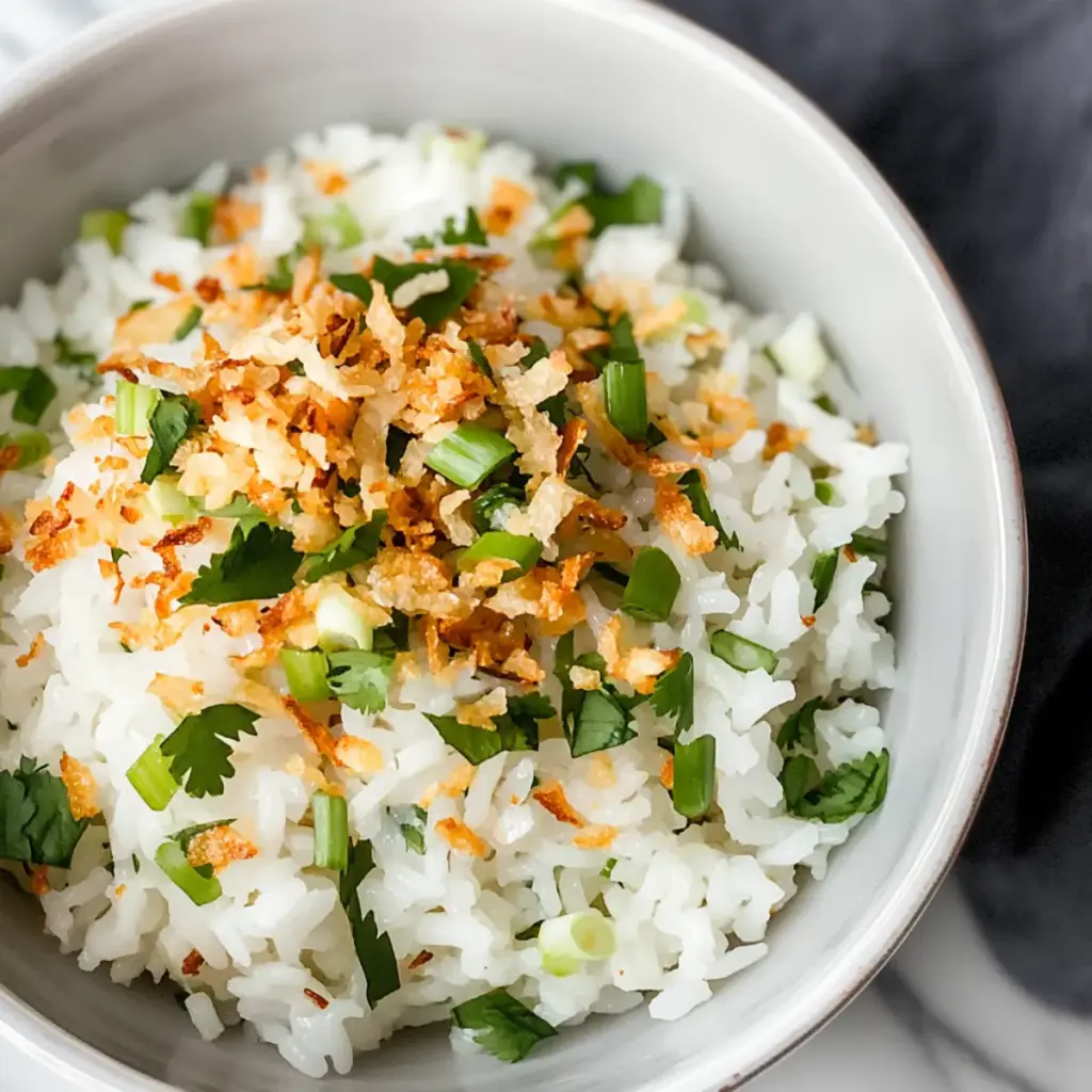Coconut Rice with Crispy Ginger and Garlic