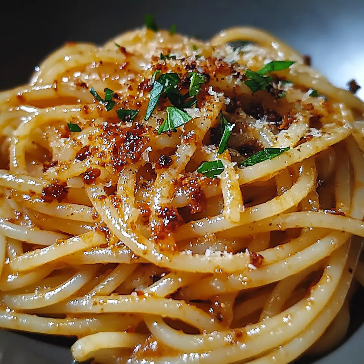 Caramelized Onion Pasta with Chili Oil
