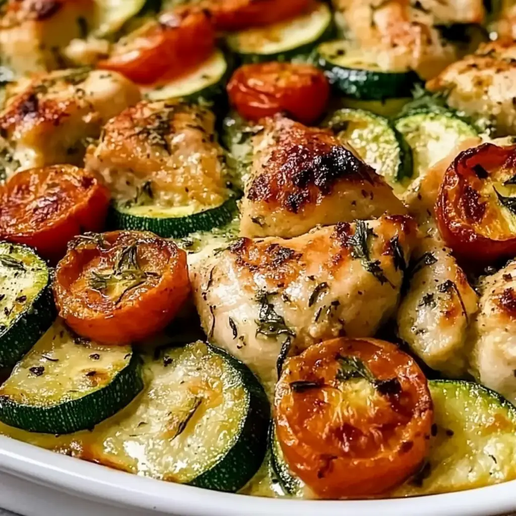 Mediterranean Chicken Zucchini Bake