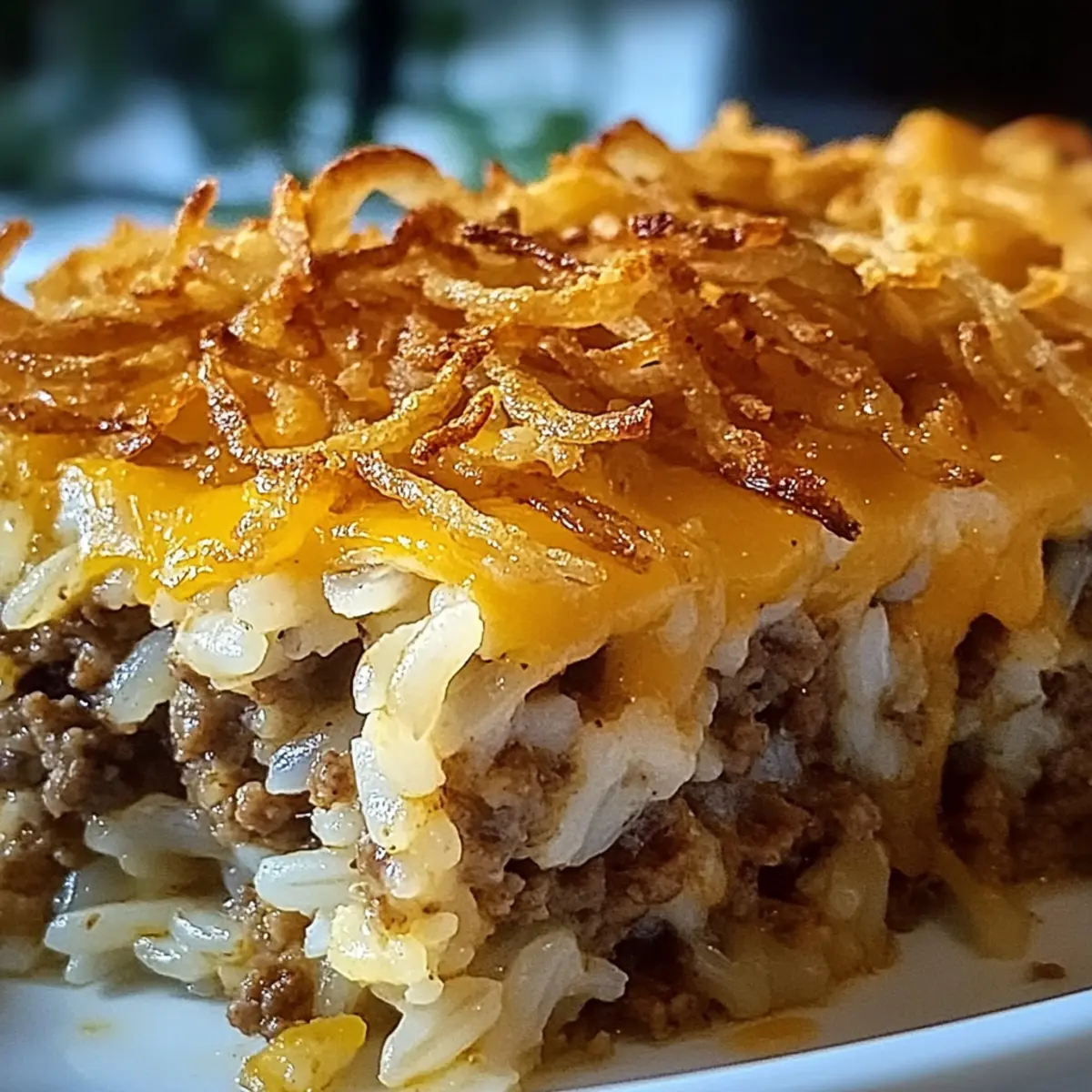 French Onion Ground Beef and Rice Casserole