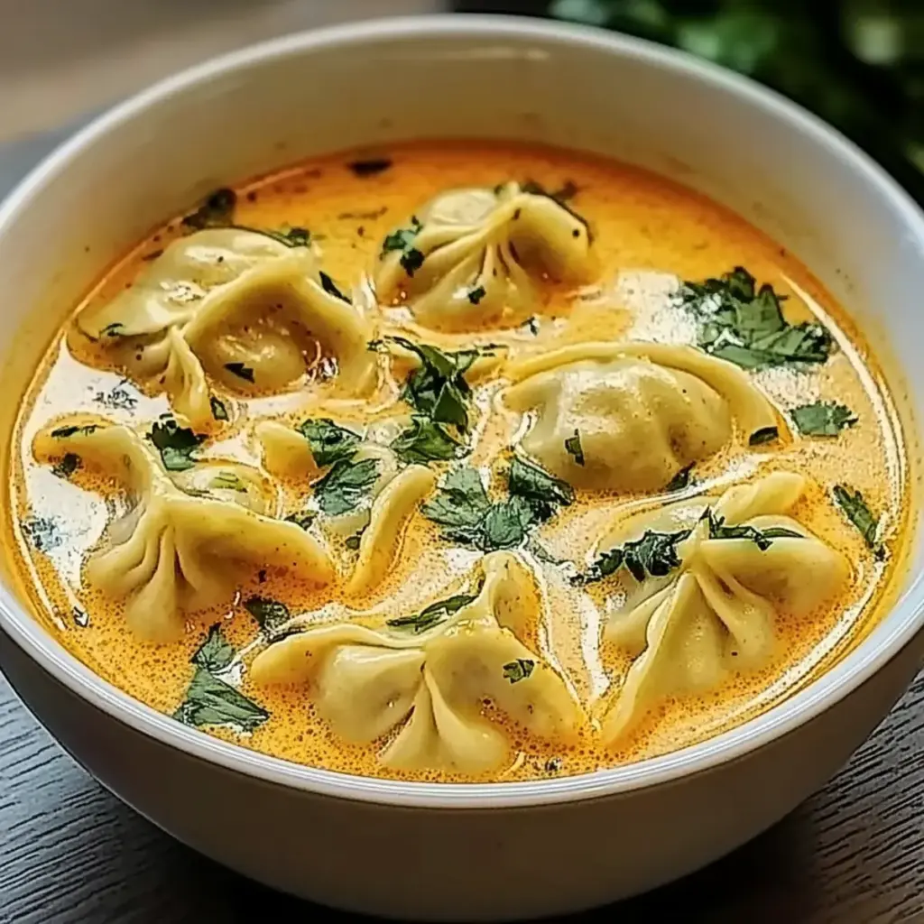 Red Curry Soup with Dumplings & Greens