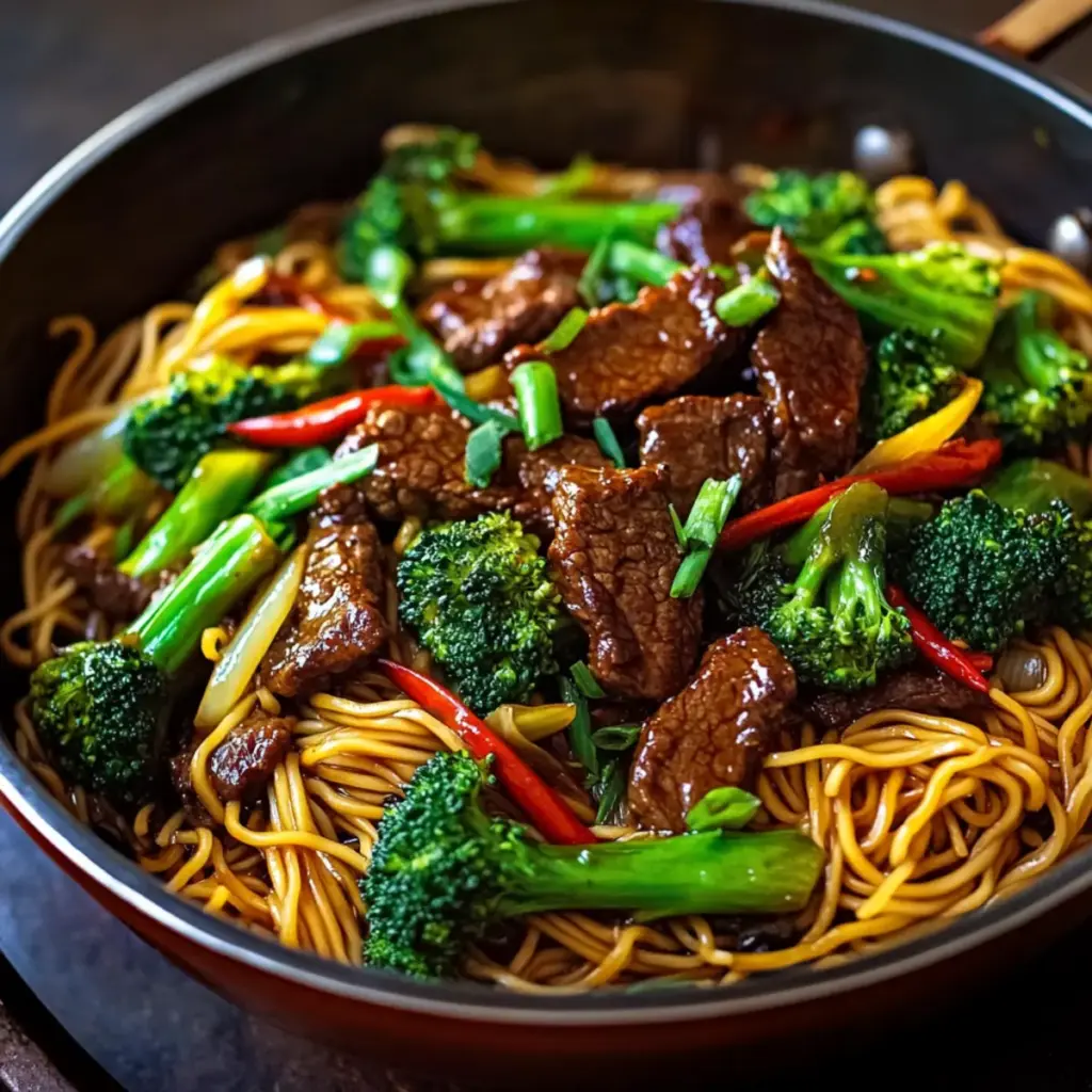 Chinese Crispy Beef & Broccoli Noodles