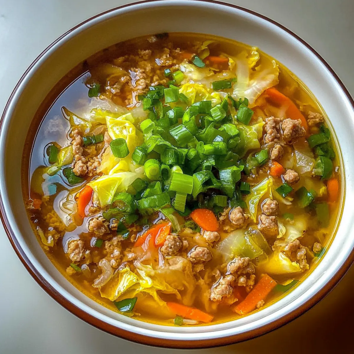 One-Pot Egg Roll Soup with Green Onions and Ginger Bliss