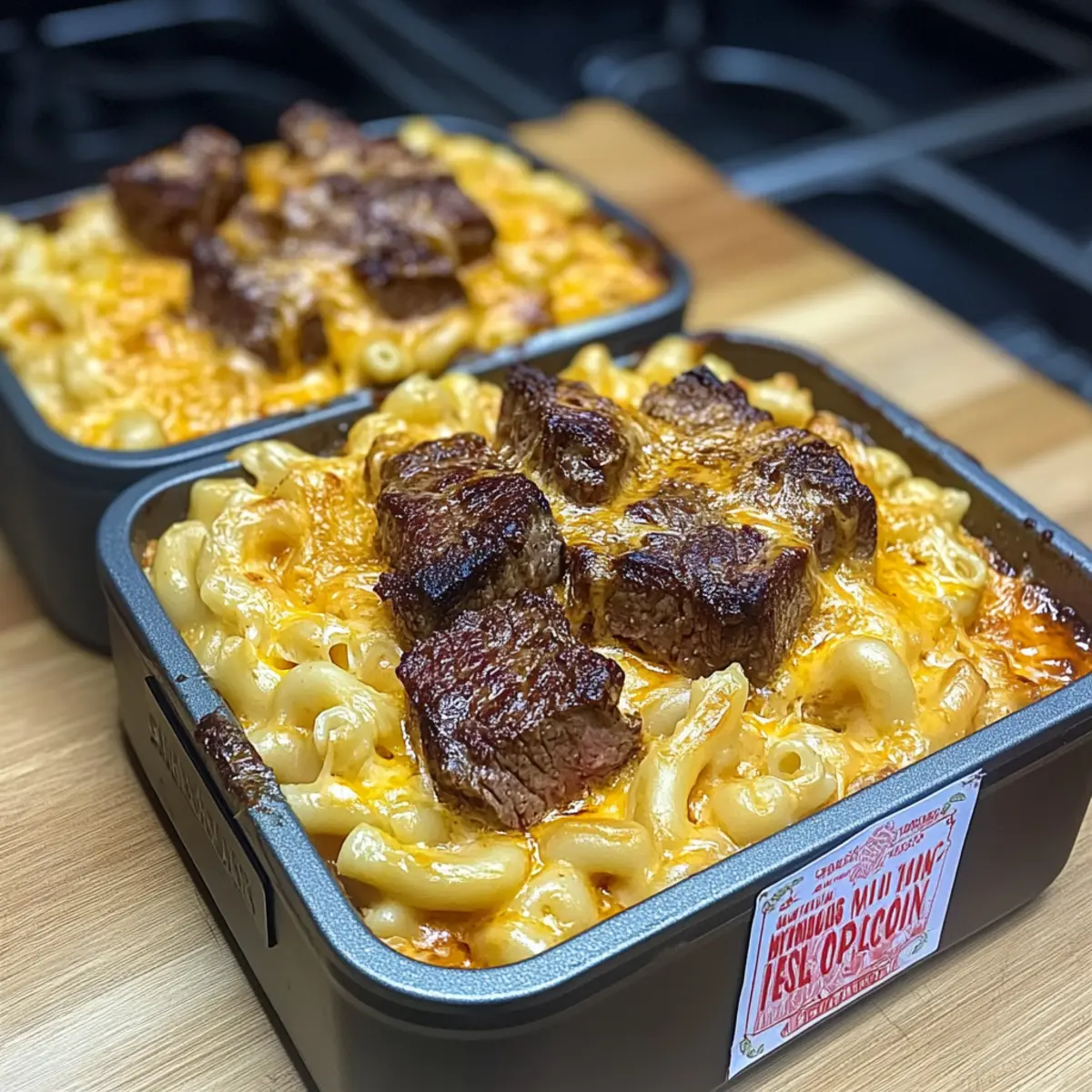Steak Bites with Mac N Cheese