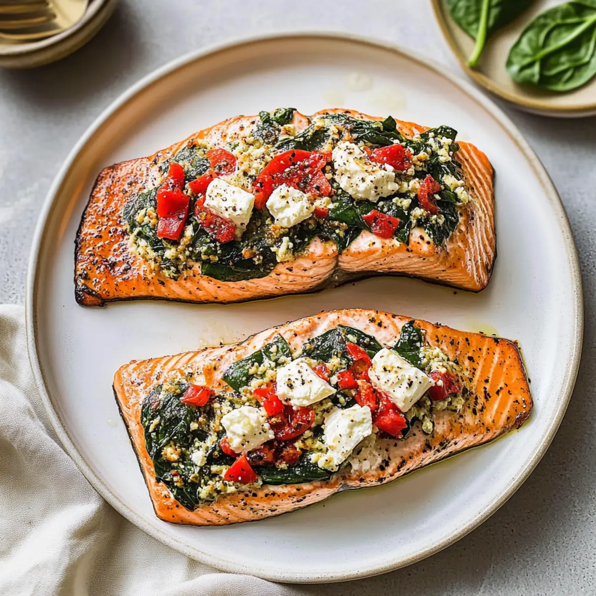 Stuffed Salmon With Spinach & Feta