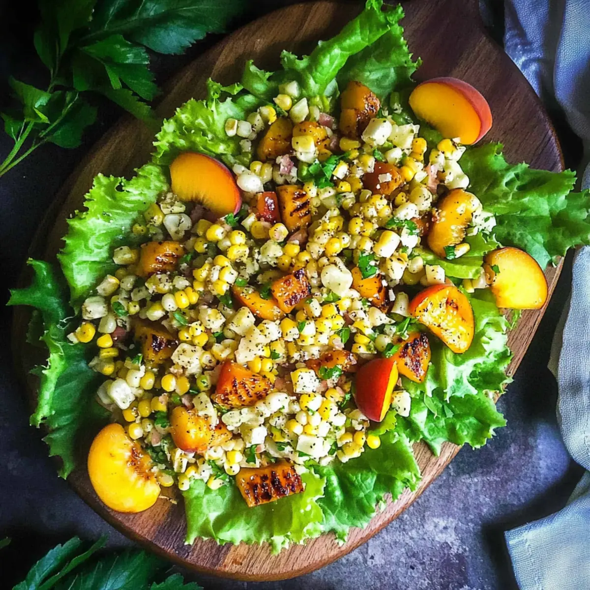 Grilled Corn and Peach Salad