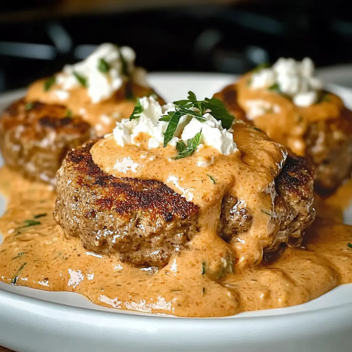 Keto Feta Burgers with Tomato Cream Sauce for Flavor Lovers