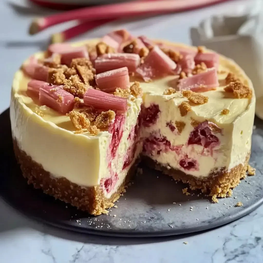 White Chocolate Rhubarb Cheesecake