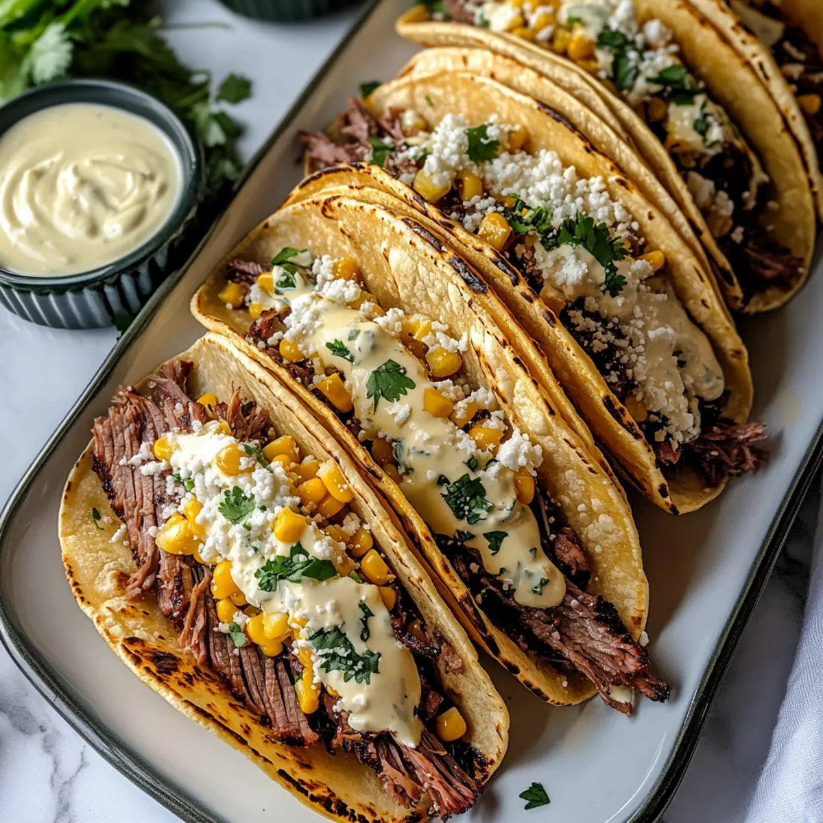 Brisket Elote Tacos