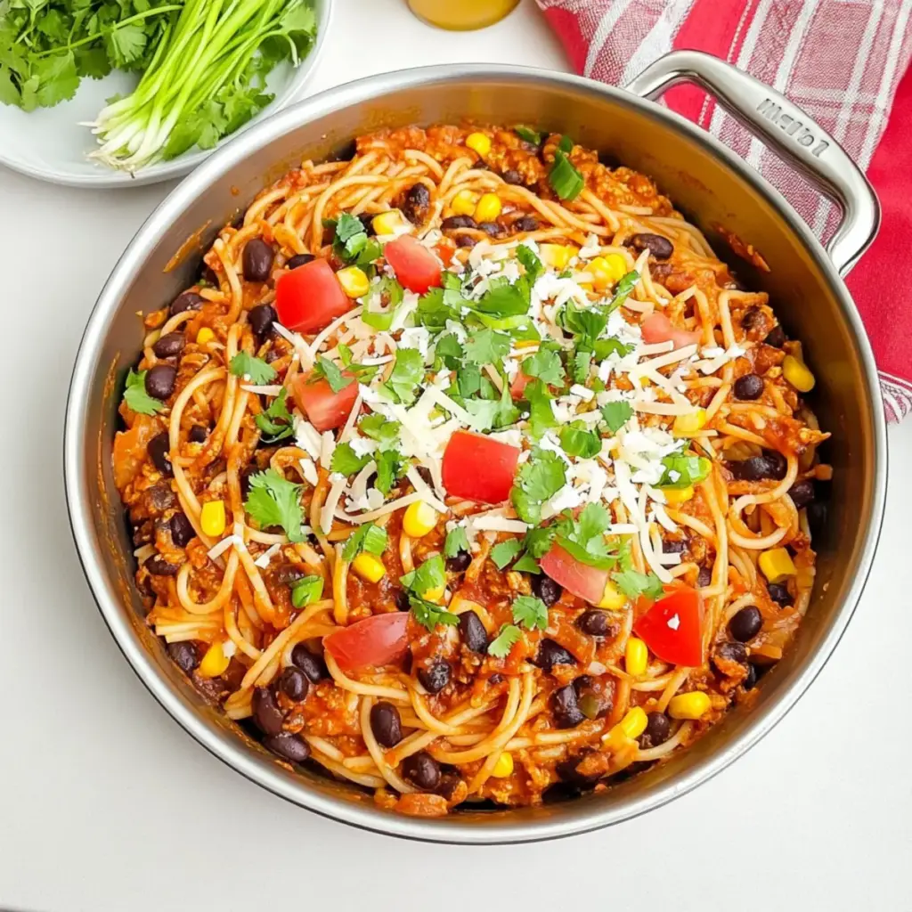 One Pot Taco Spaghetti