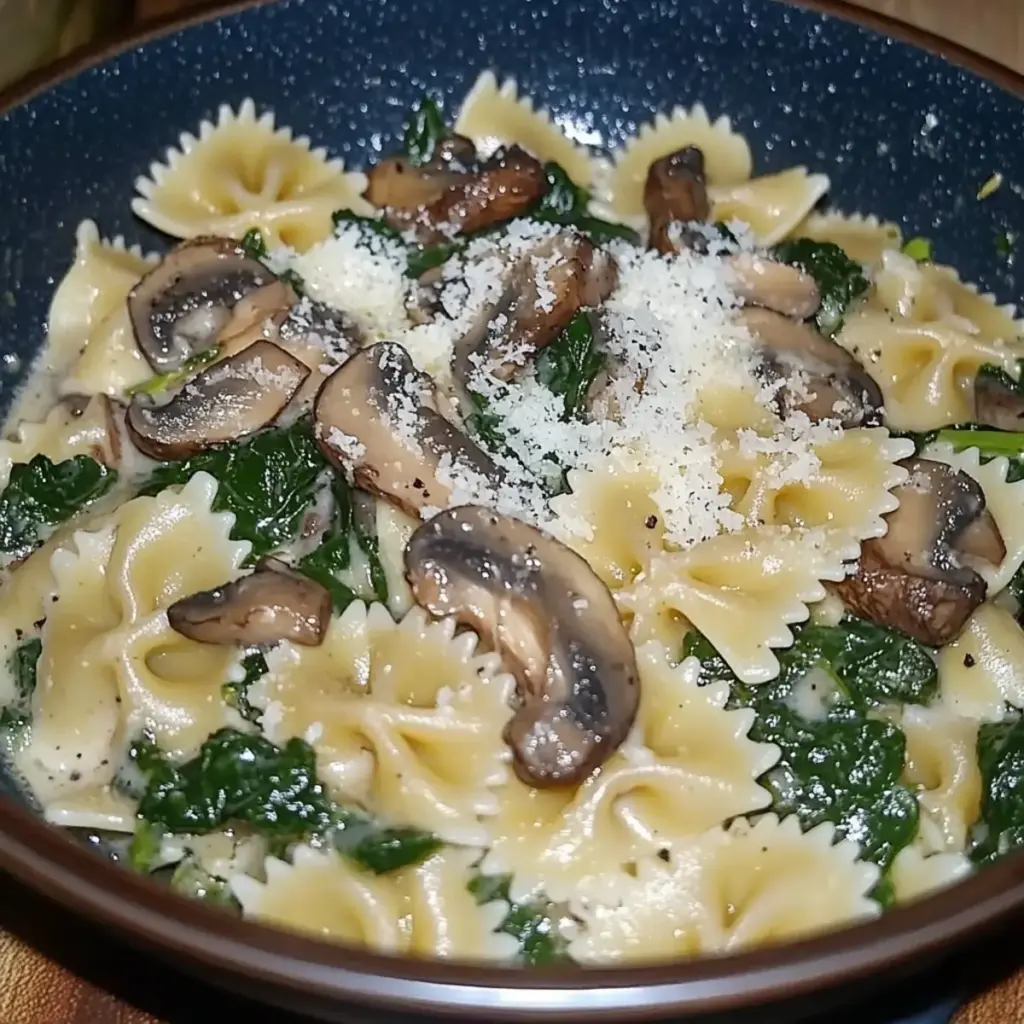 Parmesan Spinach Mushroom Pasta Skillet
