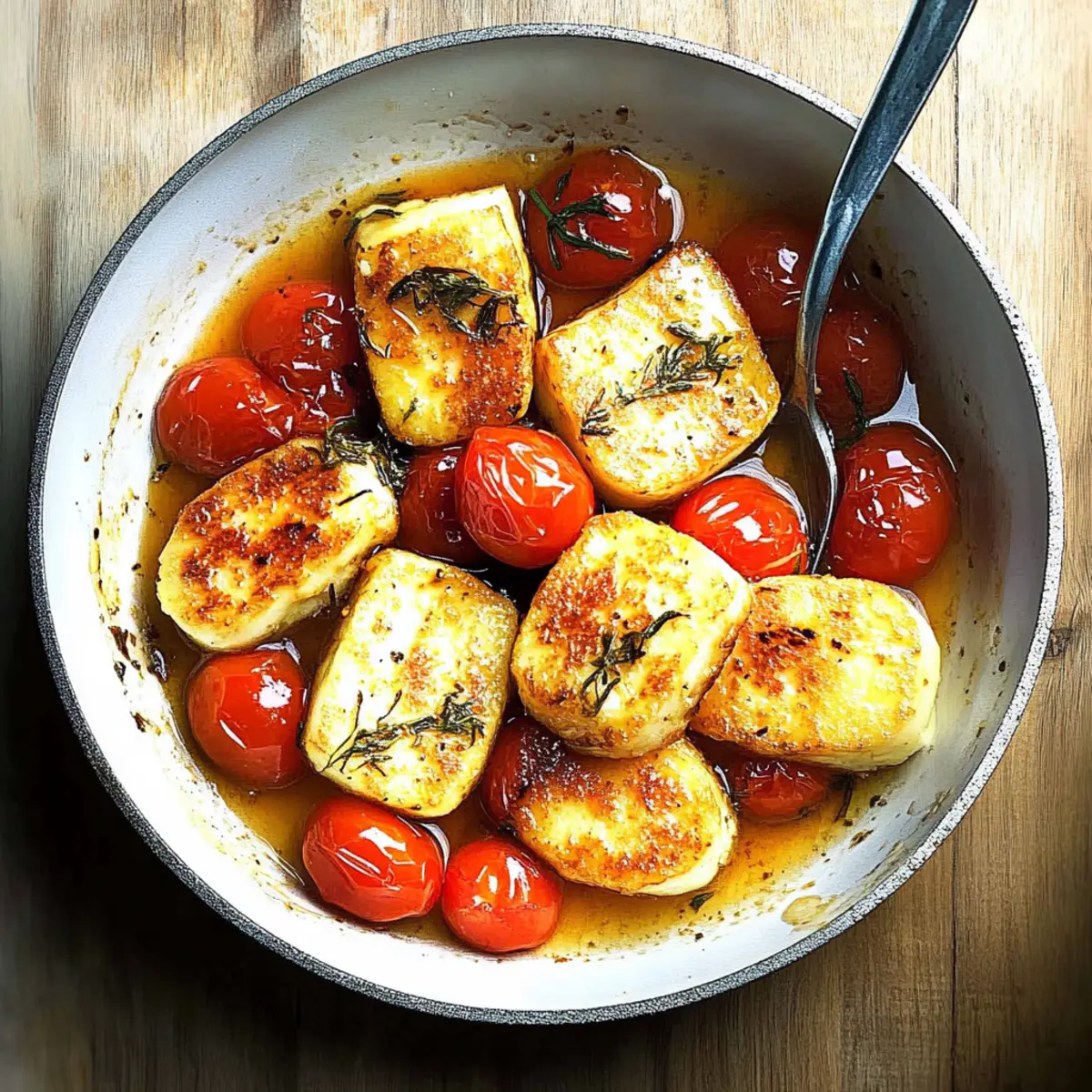 Sweet and Spicy Honey Tomatoes with Halloumi Delight