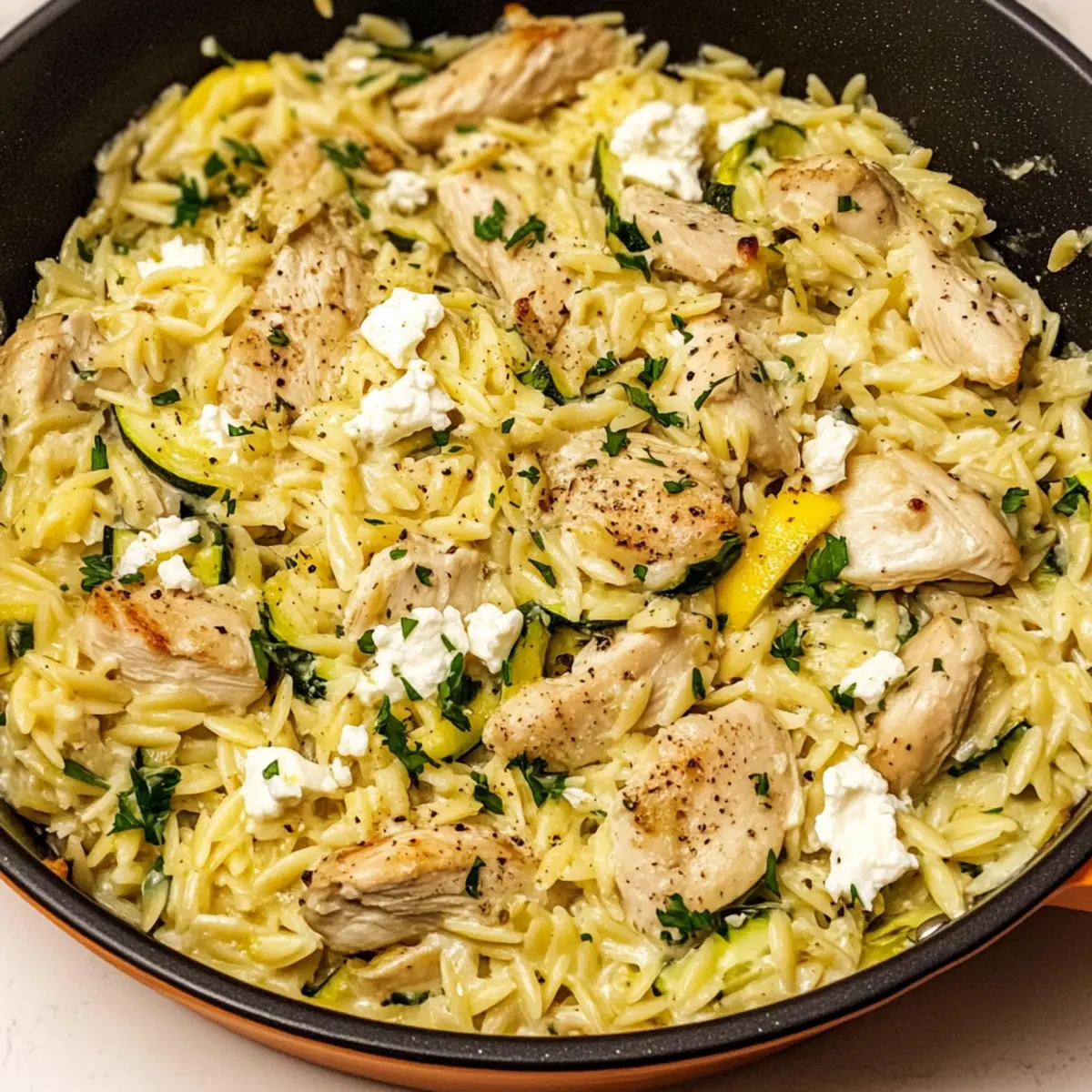 Feta Lemon Chicken Orzo Pasta