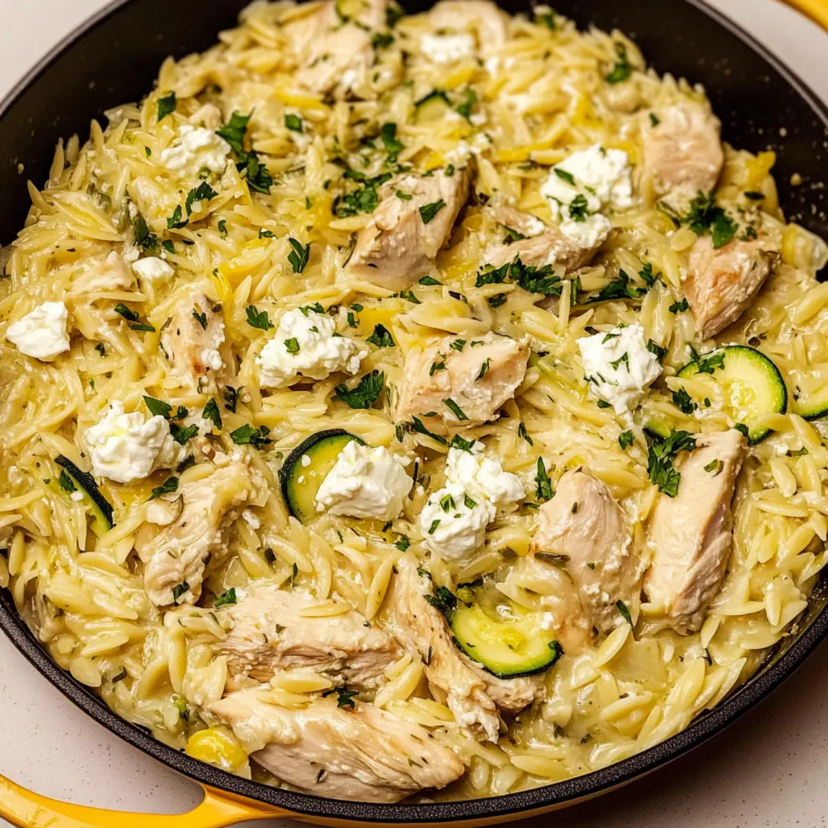 Feta Lemon Chicken Orzo Pasta
