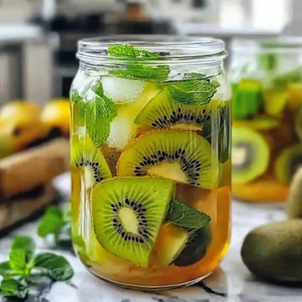 Refreshing Kiwi Mint Cold Brew Green Tea for Hot Summer Days