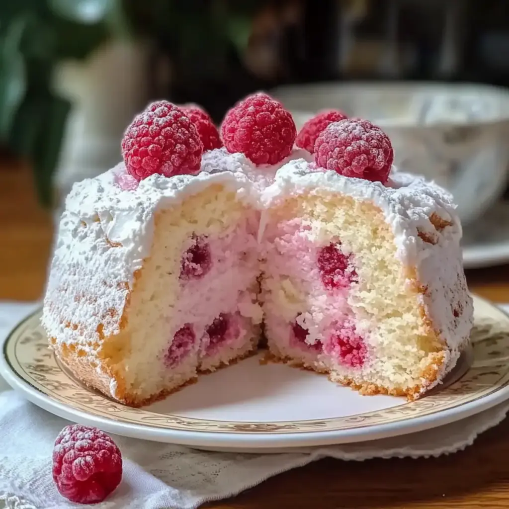 Raspberry Angel Food Cake