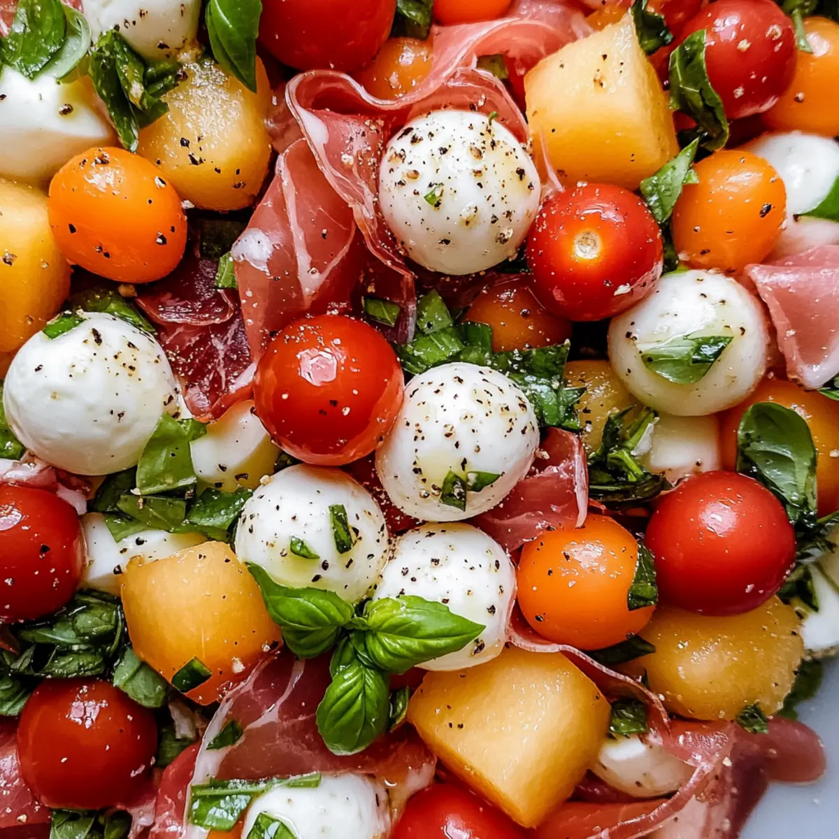Delightful Caprese Melon Salad with Prosciutto and Mozzarella