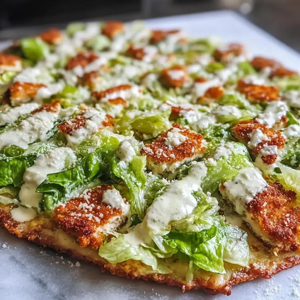 Chicken Crust Caesar Salad Pizza